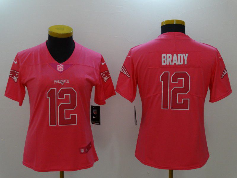Women New England Patriots #12 Brady Pink Nike Vapor Untouchable Limited NFL Jerseys